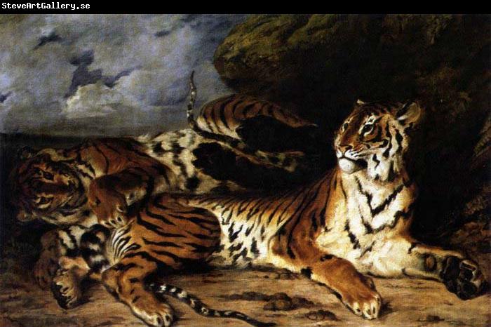 Eugene Delacroix A Young Tiger Playing with its Mother